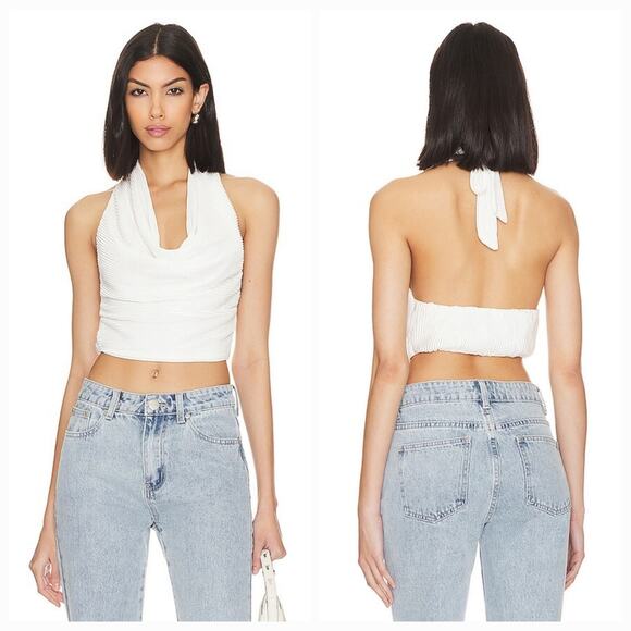 MORE TO COME Callie Drape Halter Top in White - Picture 1 of 9